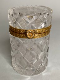 French Baccarat Cylindrical Box With Ormolu Accents, Circa 1900