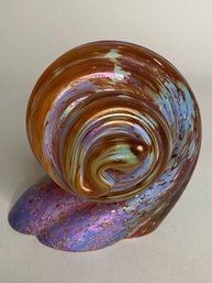 Iridescent Sea Shell Art Glass Paperweight, 1997