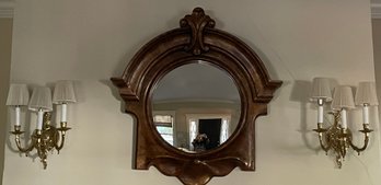 Pair Of Rococo Style Triple Arm Brass Wall Sconces (mirror Not Included)