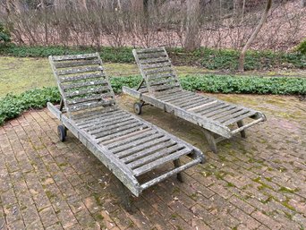 Pair Of Teak Outdoor Lounge Chairs