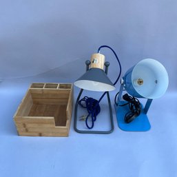 Two Desk Lamps And Desk Organizer