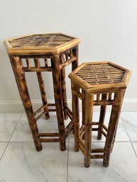 Two Rattan Plant Stands