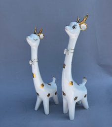 Pair Of Porcelain Giraffes By CR Porcelain