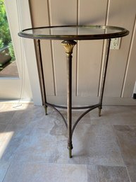 Gueridon Table With Glass Top And A Metal Base