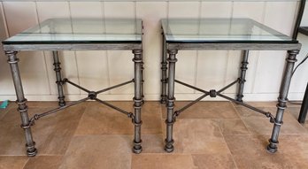 Pier 1 Giacometti Style Wrought Iron & Glass Side Tables