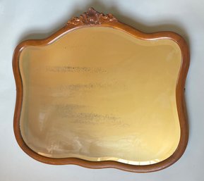 Vintage Shield-shape Carved Wood Mirror