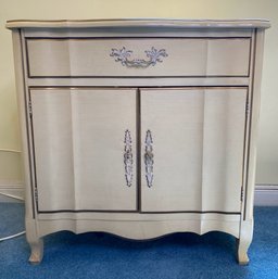 French Provincial Style White Washed And Gold Painted Bedside Cabinet