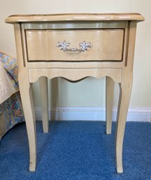 French Provincial Style White Washed And Gold Painted Bedside Table