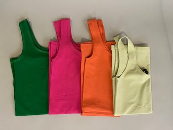 Four Theory One Size Fits All Nylon Tank Top In Kelly Green, Lime Green, Orange, And Pink