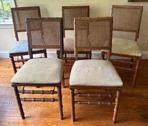 Five Stakmore Co., Inc. Bamboo Style Cane Back Folding Chairs