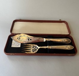 Pair Of Antique English Sheffield Plate Fish Servers, C. 1850