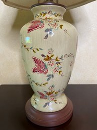 Baluster Form Painted Table Lamp With Butterfly And Floral Accents