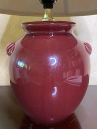 Red Glazed Ceramic Two Handled Vase Form Lamp