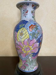 Chinese Style Tobacco Leaf Baluster Vase Now A Lamp