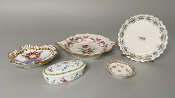 Collection Of Five Limoges Trinket Boxes, Dishes And Trays