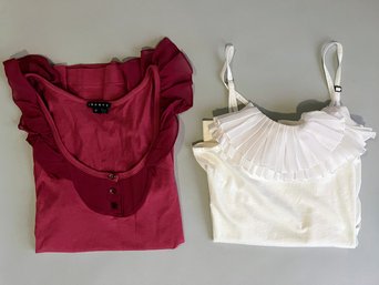Two Theory Size Small Tank Tops With Ruffle Details