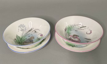 Elizabethan Mrs. Rabbit And Mr. Mouse Child's Bowl And Plate Sets