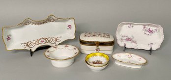 Collection Of Seven Limoges Trinket Boxes, Dishes And Trays
