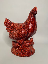 Red Glazed Ceramic Rooster