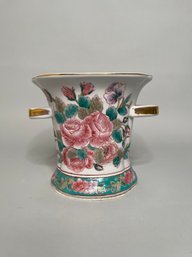 Floral Decorated, Two Handled Cachepot