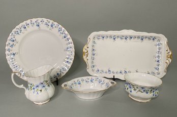 Royal Albert Memory Lane Platter, Dish, Trinket Tray With Royal Albert Sugar Bowl, Creamer In Similar Pattern