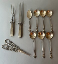 Group Of Vintage And Antique Sterling Silver Serving And Tableware Pieces