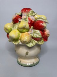 Fruit Topiary If Apples Pears And Pomegranates, Painted And Glazed Clay Pottery