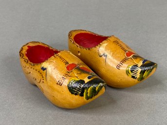 Miniature Dutch Wood Clogs With Windmill Decoration