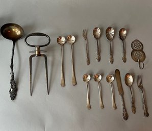 Group Of Vintage And Antique Silverplate Serving Pieces And Tableware