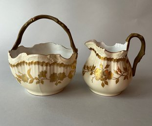 Antique Pitkin & Brooks, Chicago, T&V Limoges Porcelain Creamer And Handled Sugar Bowl