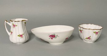 Salisbury, England Sugarbowl And Creamer With Crown, Sweetheart Rose Gravy Boat