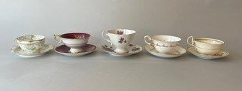 Group Of 5 Vintage Teacups With Matching Saucers Collection