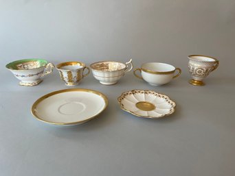 Group Of Mismatched Vintage Porcelain Cups And Saucers