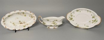 Theodore Haviland Gravy Boat With Similarly Patterned Limoges Serving Dish