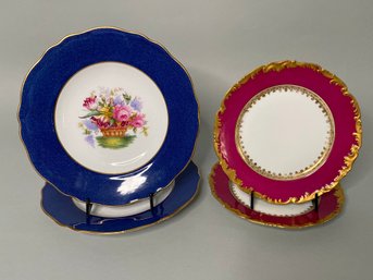 Collection Of Four Vintage Porcelain Plates By Copeland Spode And T&V France