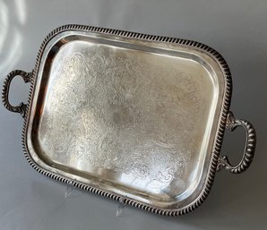 Silverplated Silver On Copper Handled Tray