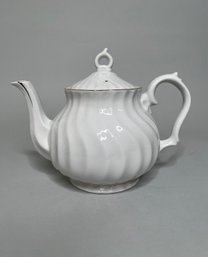 Andrea By Sadek White Tea Pot With Gold Accent