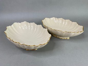 Two Lenox Symphony Scalloped Oval Centerpiece Serving Bowls