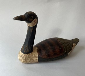 Carved And Painted Wooden Duck Decoy Figurine