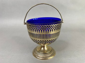 Cobalt Blue Sugar Dish In Footed Mounting