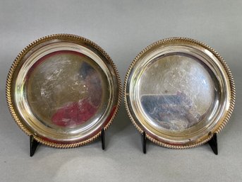 Pair Of Lambid Silverplate Coasters