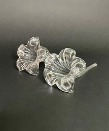 Two Blown Glass Lily Flower Vases