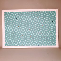 Art To Frame Custom Cork Bulletin Board WithTurquoise Quatrefoil Board And White Frame