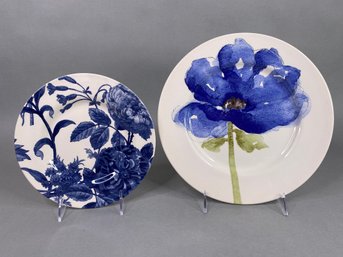 Two Royal Stafford Plates With Blue Floral Decoration