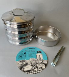 Vintage Aluminum Nesting Food Tote Picnic Set By Regal