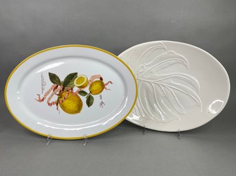 Two Large White Ceramic Serving Platters: Williams-Sonoma And Made In Portugal