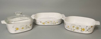 Set Of Vintage Corning Ware In Floral Bouquet