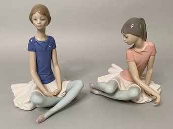 Two LLadro Resting Ballerina Figurines