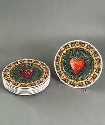Set Of 8 Villeroy & Boch Gallo Design Strawberry Decorated Dessert Plates
