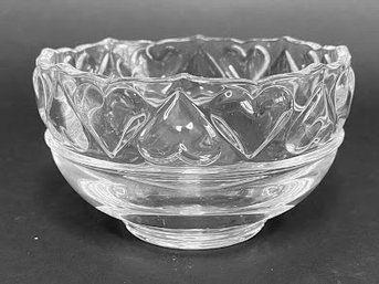 Tiffany & Co. Hearts Pattern Footed Crystal Bowl